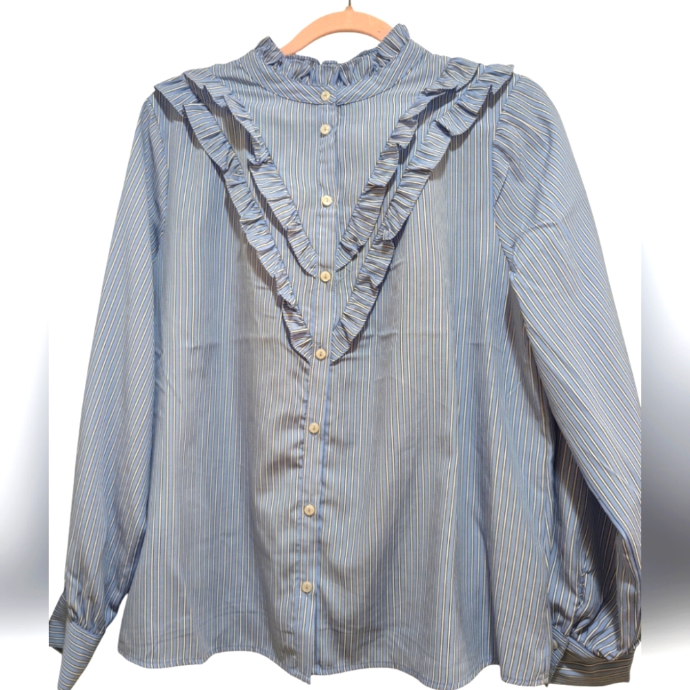 Monsoon London Ruffle Collar Blouse Size 14 NWT